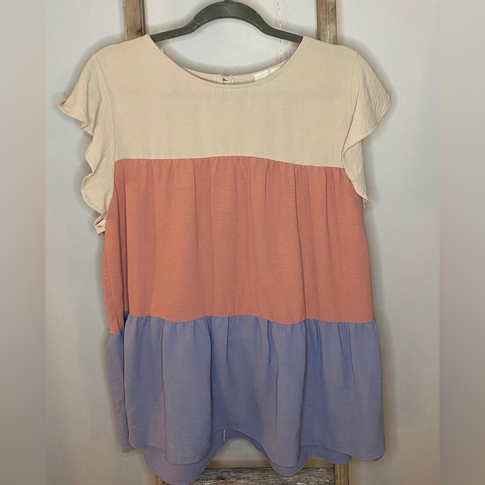 3 color block blouse, loose fit